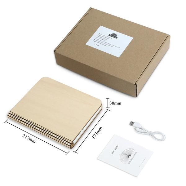 Portable 3 Colors 3D Creative LED Book Night Light Wooden 5V USB Rechargeable Magnetic Foldable Desk Table Lamp Home Decoration