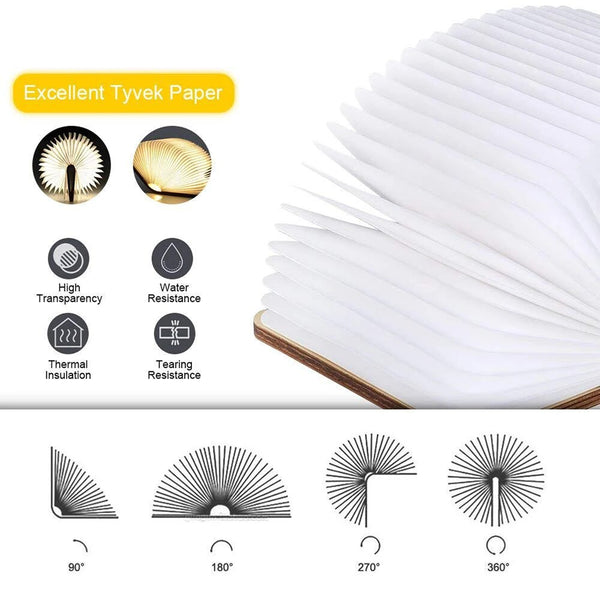 Portable 3 Colors 3D Creative LED Book Night Light Wooden 5V USB Rechargeable Magnetic Foldable Desk Table Lamp Home Decoration