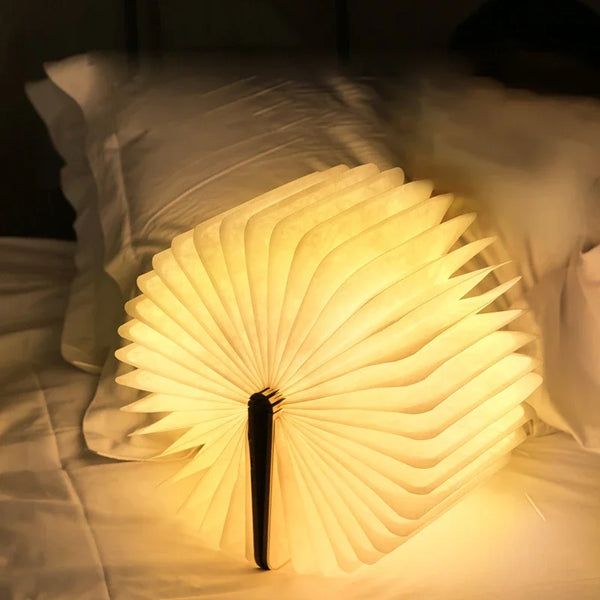 3D Folding Creative LED Night Light RGB Color USB Recharge Wooden Book Light Decor Bedroom Desk Table Lamp for Kid Brithday Gift