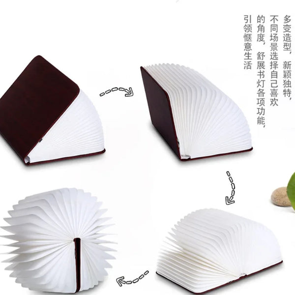 3D Folding Creative LED Night Light RGB Color USB Recharge Wooden Book Light Decor Bedroom Desk Table Lamp for Kid Brithday Gift